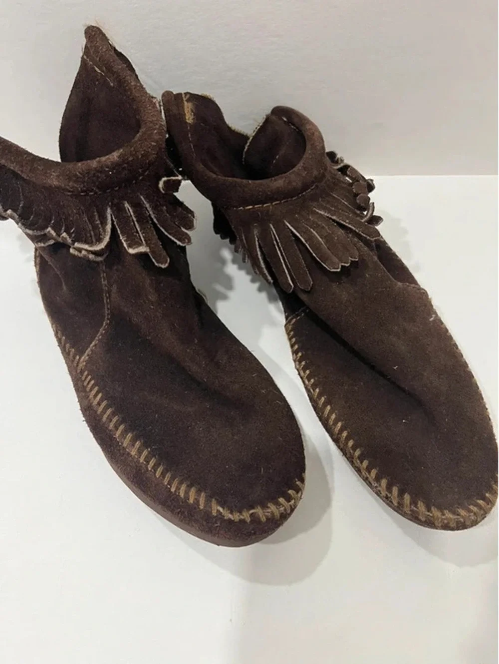 Unbranded Moccasin Brown Suede Leather Fringe Ankel Zipper Booties Women Girl